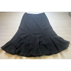 Bamboo Traders Women's Black Suede Feel (poly) Flare Midi Skirt W/ Zip Close 12